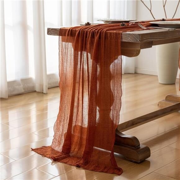 Terracotta Rust Table Runner 10 FT Cheesecloth Gauze Fall Thanksgiving Decor - Picture 5 of 7